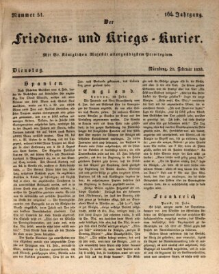 Der Friedens- u. Kriegs-Kurier (Nürnberger Friedens- und Kriegs-Kurier) Dienstag 20. Februar 1838