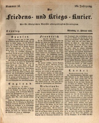 Der Friedens- u. Kriegs-Kurier (Nürnberger Friedens- und Kriegs-Kurier) Sonntag 25. Februar 1838