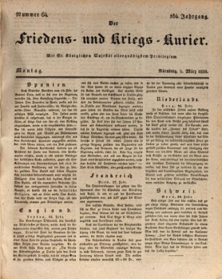 Der Friedens- u. Kriegs-Kurier (Nürnberger Friedens- und Kriegs-Kurier) Montag 5. März 1838