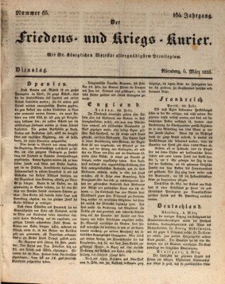 Der Friedens- u. Kriegs-Kurier (Nürnberger Friedens- und Kriegs-Kurier) Dienstag 6. März 1838