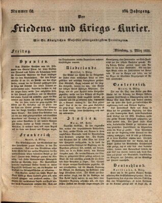 Der Friedens- u. Kriegs-Kurier (Nürnberger Friedens- und Kriegs-Kurier) Freitag 9. März 1838