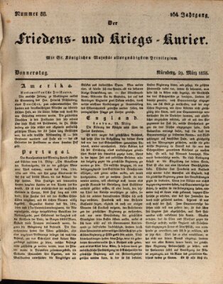 Der Friedens- u. Kriegs-Kurier (Nürnberger Friedens- und Kriegs-Kurier) Donnerstag 29. März 1838