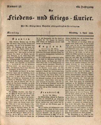 Der Friedens- u. Kriegs-Kurier (Nürnberger Friedens- und Kriegs-Kurier) Montag 2. April 1838