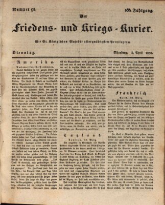 Der Friedens- u. Kriegs-Kurier (Nürnberger Friedens- und Kriegs-Kurier) Dienstag 3. April 1838