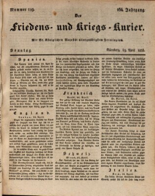 Der Friedens- u. Kriegs-Kurier (Nürnberger Friedens- und Kriegs-Kurier) Sonntag 29. April 1838