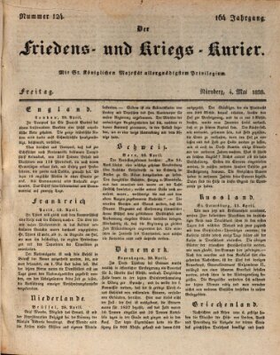 Der Friedens- u. Kriegs-Kurier (Nürnberger Friedens- und Kriegs-Kurier) Freitag 4. Mai 1838