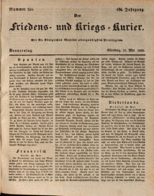 Der Friedens- u. Kriegs-Kurier (Nürnberger Friedens- und Kriegs-Kurier) Donnerstag 31. Mai 1838