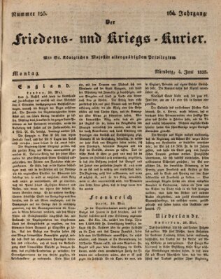 Der Friedens- u. Kriegs-Kurier (Nürnberger Friedens- und Kriegs-Kurier) Montag 4. Juni 1838