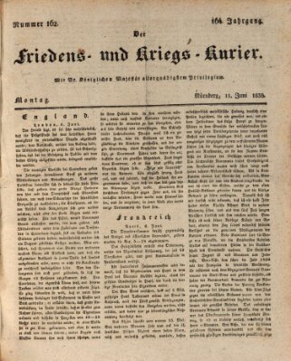 Der Friedens- u. Kriegs-Kurier (Nürnberger Friedens- und Kriegs-Kurier) Montag 11. Juni 1838