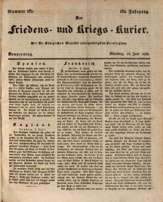 Der Friedens- u. Kriegs-Kurier (Nürnberger Friedens- und Kriegs-Kurier) Donnerstag 14. Juni 1838