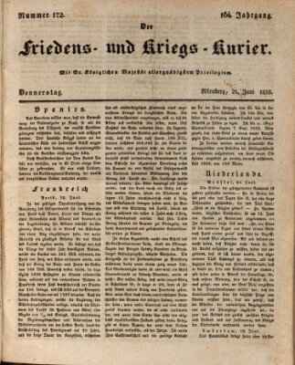 Der Friedens- u. Kriegs-Kurier (Nürnberger Friedens- und Kriegs-Kurier) Donnerstag 21. Juni 1838