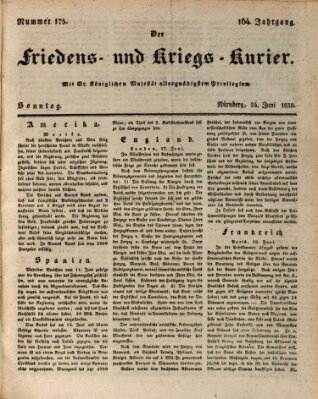 Der Friedens- u. Kriegs-Kurier (Nürnberger Friedens- und Kriegs-Kurier) Sonntag 24. Juni 1838