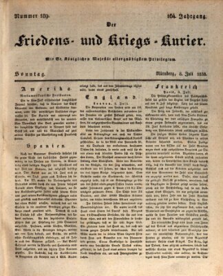 Der Friedens- u. Kriegs-Kurier (Nürnberger Friedens- und Kriegs-Kurier) Sonntag 8. Juli 1838