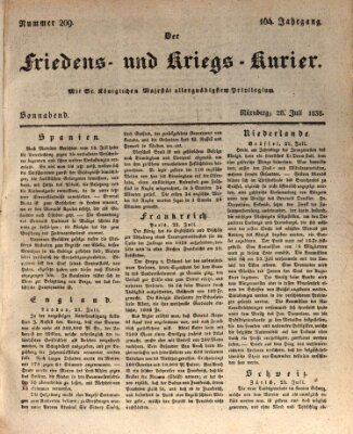 Der Friedens- u. Kriegs-Kurier (Nürnberger Friedens- und Kriegs-Kurier) Samstag 28. Juli 1838