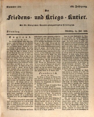 Der Friedens- u. Kriegs-Kurier (Nürnberger Friedens- und Kriegs-Kurier) Sonntag 29. Juli 1838