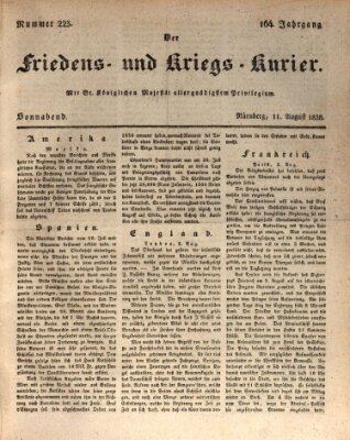 Der Friedens- u. Kriegs-Kurier (Nürnberger Friedens- und Kriegs-Kurier) Samstag 11. August 1838