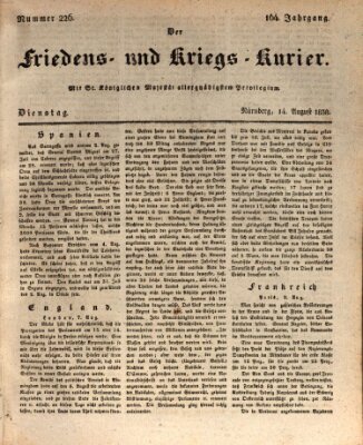 Der Friedens- u. Kriegs-Kurier (Nürnberger Friedens- und Kriegs-Kurier) Dienstag 14. August 1838