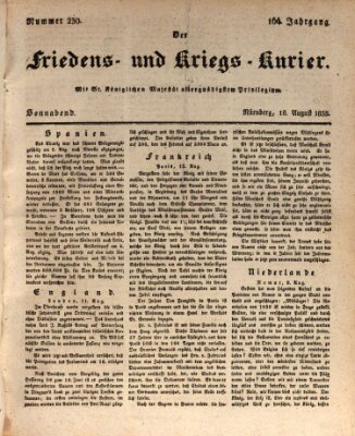 Der Friedens- u. Kriegs-Kurier (Nürnberger Friedens- und Kriegs-Kurier) Samstag 18. August 1838