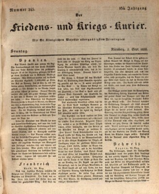 Der Friedens- u. Kriegs-Kurier (Nürnberger Friedens- und Kriegs-Kurier) Sonntag 2. September 1838