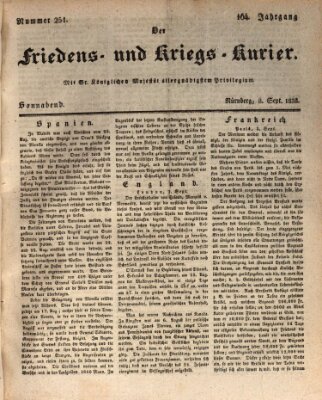 Der Friedens- u. Kriegs-Kurier (Nürnberger Friedens- und Kriegs-Kurier) Samstag 8. September 1838