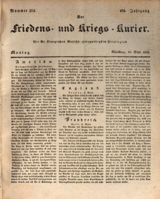 Der Friedens- u. Kriegs-Kurier (Nürnberger Friedens- und Kriegs-Kurier) Montag 10. September 1838