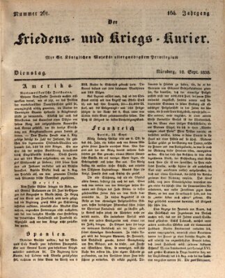 Der Friedens- u. Kriegs-Kurier (Nürnberger Friedens- und Kriegs-Kurier) Dienstag 18. September 1838