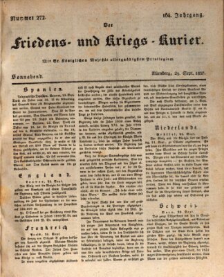 Der Friedens- u. Kriegs-Kurier (Nürnberger Friedens- und Kriegs-Kurier) Samstag 29. September 1838