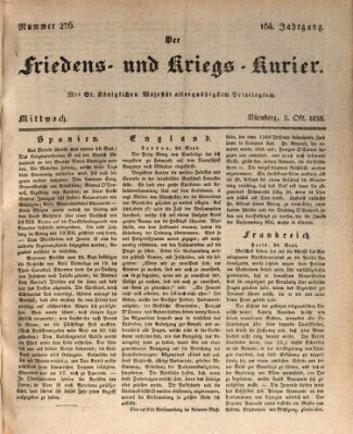 Der Friedens- u. Kriegs-Kurier (Nürnberger Friedens- und Kriegs-Kurier) Mittwoch 3. Oktober 1838