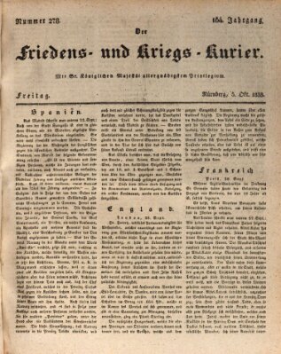 Der Friedens- u. Kriegs-Kurier (Nürnberger Friedens- und Kriegs-Kurier) Freitag 5. Oktober 1838