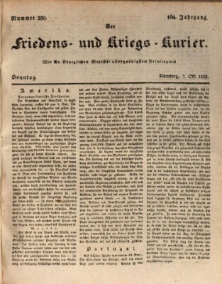 Der Friedens- u. Kriegs-Kurier (Nürnberger Friedens- und Kriegs-Kurier) Sonntag 7. Oktober 1838