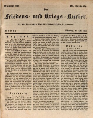 Der Friedens- u. Kriegs-Kurier (Nürnberger Friedens- und Kriegs-Kurier) Montag 15. Oktober 1838