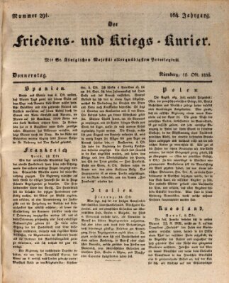 Der Friedens- u. Kriegs-Kurier (Nürnberger Friedens- und Kriegs-Kurier) Donnerstag 18. Oktober 1838