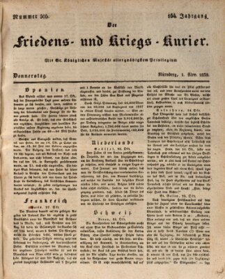 Der Friedens- u. Kriegs-Kurier (Nürnberger Friedens- und Kriegs-Kurier) Donnerstag 1. November 1838