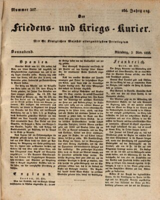 Der Friedens- u. Kriegs-Kurier (Nürnberger Friedens- und Kriegs-Kurier) Samstag 3. November 1838