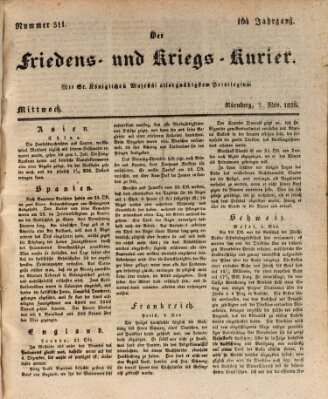 Der Friedens- u. Kriegs-Kurier (Nürnberger Friedens- und Kriegs-Kurier) Mittwoch 7. November 1838