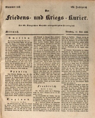 Der Friedens- u. Kriegs-Kurier (Nürnberger Friedens- und Kriegs-Kurier) Mittwoch 14. November 1838