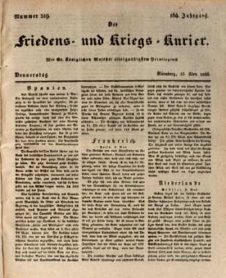 Der Friedens- u. Kriegs-Kurier (Nürnberger Friedens- und Kriegs-Kurier) Donnerstag 15. November 1838