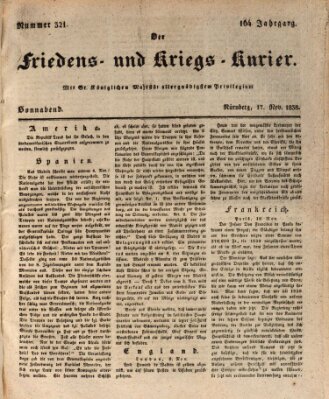 Der Friedens- u. Kriegs-Kurier (Nürnberger Friedens- und Kriegs-Kurier) Samstag 17. November 1838