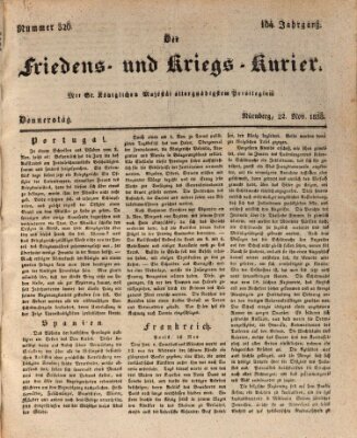 Der Friedens- u. Kriegs-Kurier (Nürnberger Friedens- und Kriegs-Kurier) Donnerstag 22. November 1838