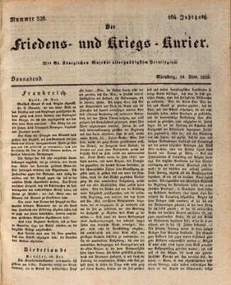 Der Friedens- u. Kriegs-Kurier (Nürnberger Friedens- und Kriegs-Kurier) Samstag 24. November 1838