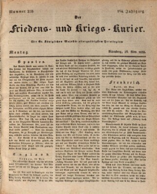 Der Friedens- u. Kriegs-Kurier (Nürnberger Friedens- und Kriegs-Kurier) Montag 26. November 1838