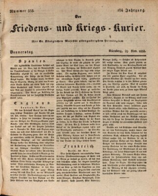 Der Friedens- u. Kriegs-Kurier (Nürnberger Friedens- und Kriegs-Kurier) Donnerstag 29. November 1838