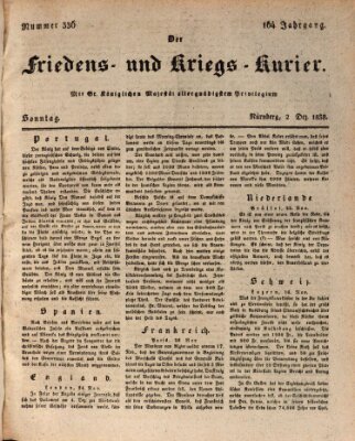 Der Friedens- u. Kriegs-Kurier (Nürnberger Friedens- und Kriegs-Kurier) Sonntag 2. Dezember 1838