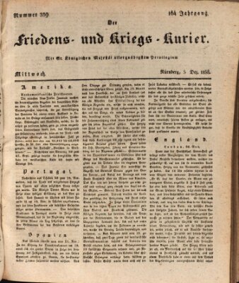 Der Friedens- u. Kriegs-Kurier (Nürnberger Friedens- und Kriegs-Kurier) Mittwoch 5. Dezember 1838