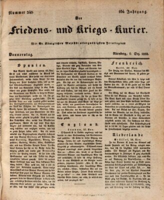 Der Friedens- u. Kriegs-Kurier (Nürnberger Friedens- und Kriegs-Kurier) Donnerstag 6. Dezember 1838