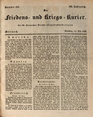 Der Friedens- u. Kriegs-Kurier (Nürnberger Friedens- und Kriegs-Kurier) Mittwoch 19. Dezember 1838