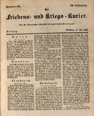 Der Friedens- u. Kriegs-Kurier (Nürnberger Friedens- und Kriegs-Kurier) Freitag 28. Dezember 1838