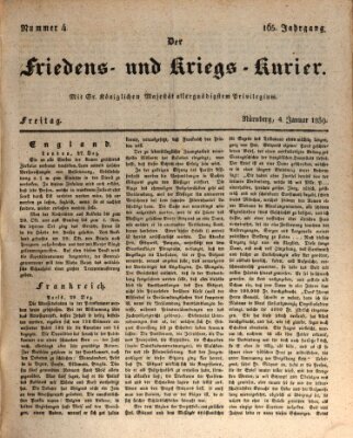 Der Friedens- u. Kriegs-Kurier (Nürnberger Friedens- und Kriegs-Kurier) Freitag 4. Januar 1839