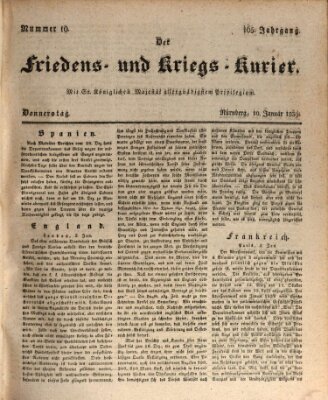 Der Friedens- u. Kriegs-Kurier (Nürnberger Friedens- und Kriegs-Kurier) Donnerstag 10. Januar 1839