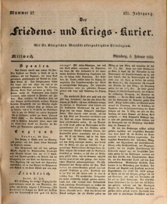 Der Friedens- u. Kriegs-Kurier (Nürnberger Friedens- und Kriegs-Kurier) Mittwoch 6. Februar 1839